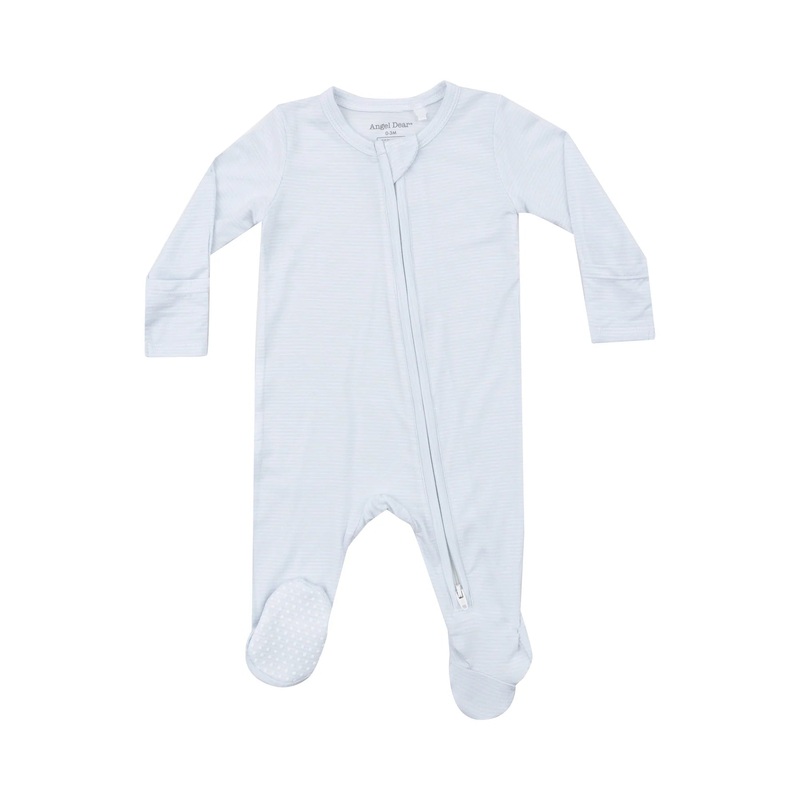 Angel Dear 2 Way Zipper Footie -  Light Blue Stripe