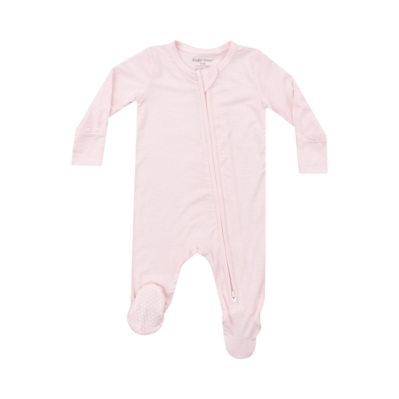 Angel Dear 2 Way Zipper Footie -  Light Pink Stripe