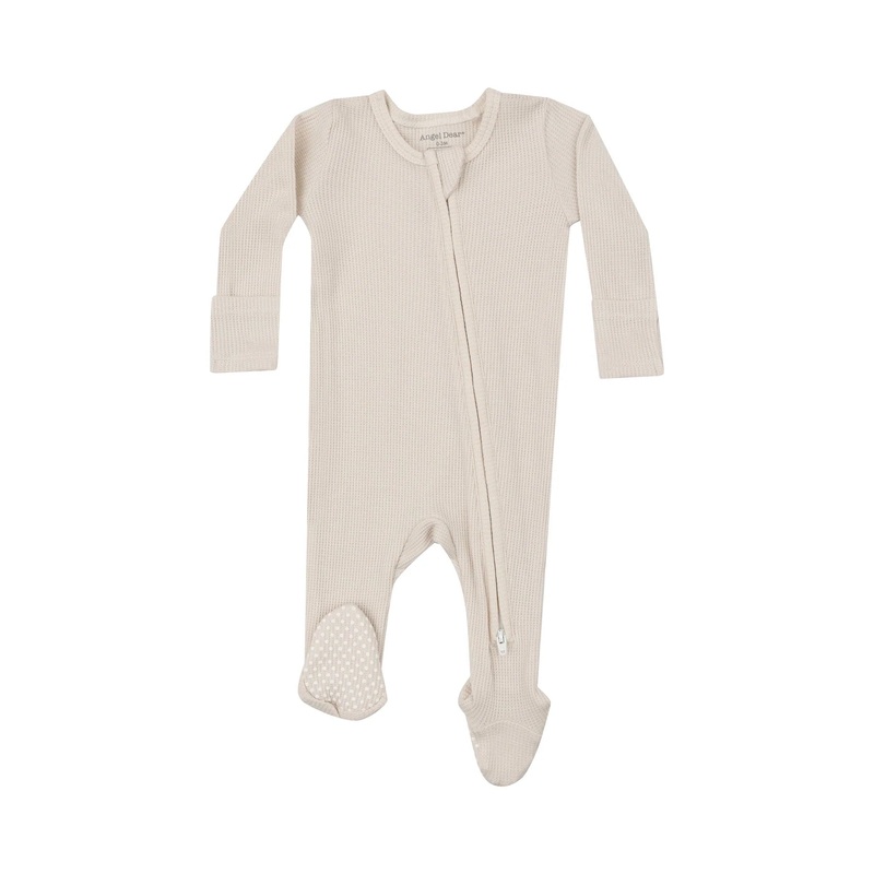 Angel Dear 2 Way Zipper Footie - Waffle Oatmeal