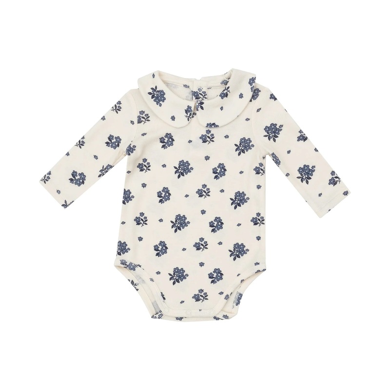 Angel Dear Ribbed Petite Bouquets Peter Pan Collar Bodysuit