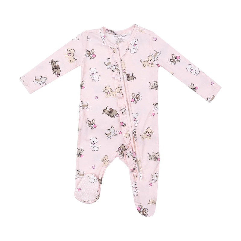 Angel Dear Ruffle 2 Way Zipper Footie - Fluffy Puppies