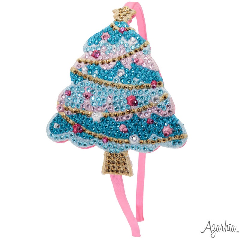 Azarhia Christmas Tree Rhinestone Patch Jeweled Headband
