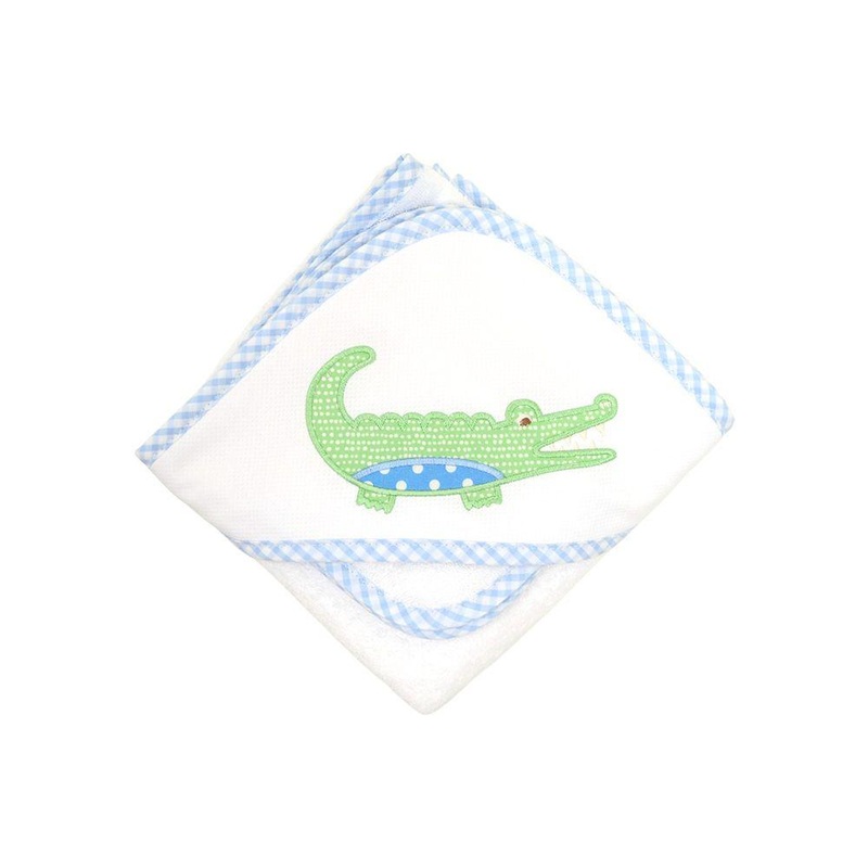 Boxed Applique Towel - Blue Alligator