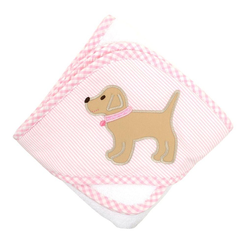 Boxed Applique Towel & Washcloth Set - Pink Lab Puppy