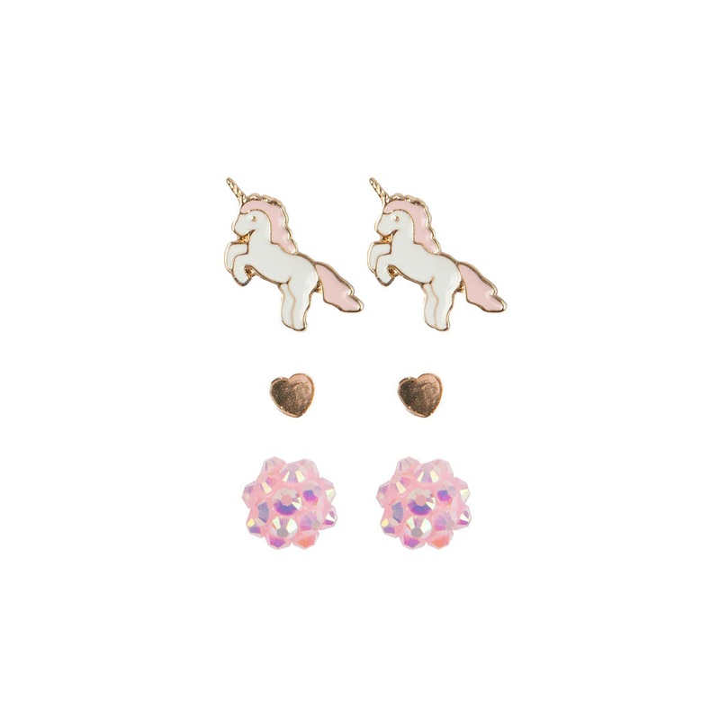 Great Pretenders 3Pk Boutique Chic Unicorn Studded Earrings