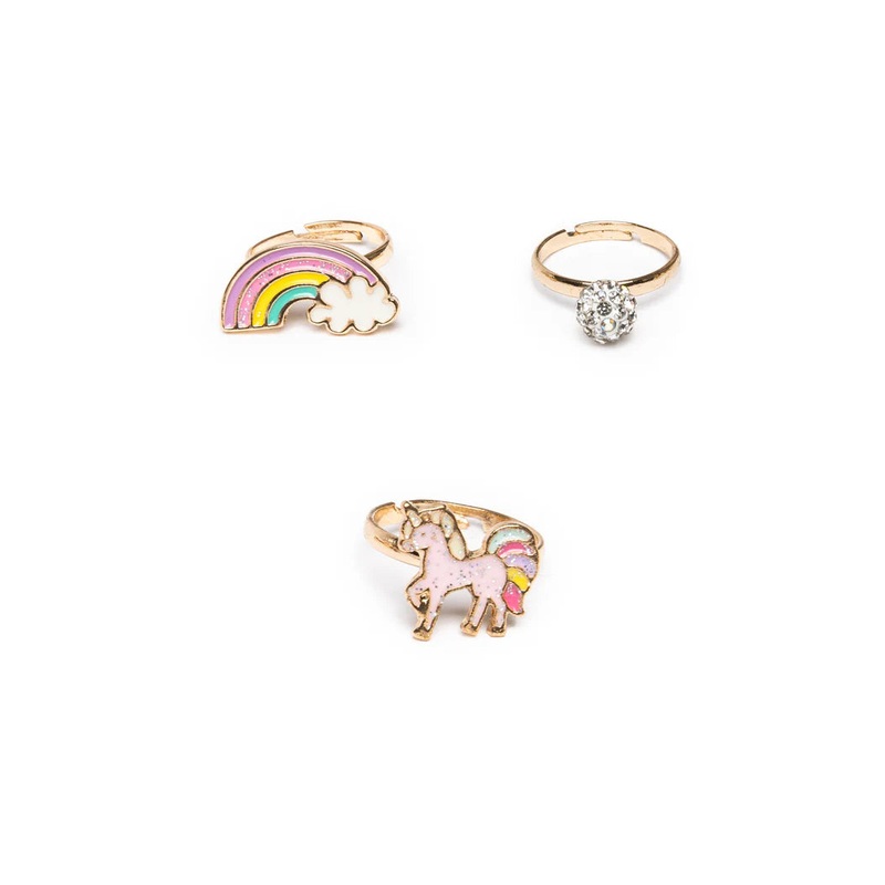 Great Pretenders Boutique Chic 3Pc Unicorn Rainbow Ring Set