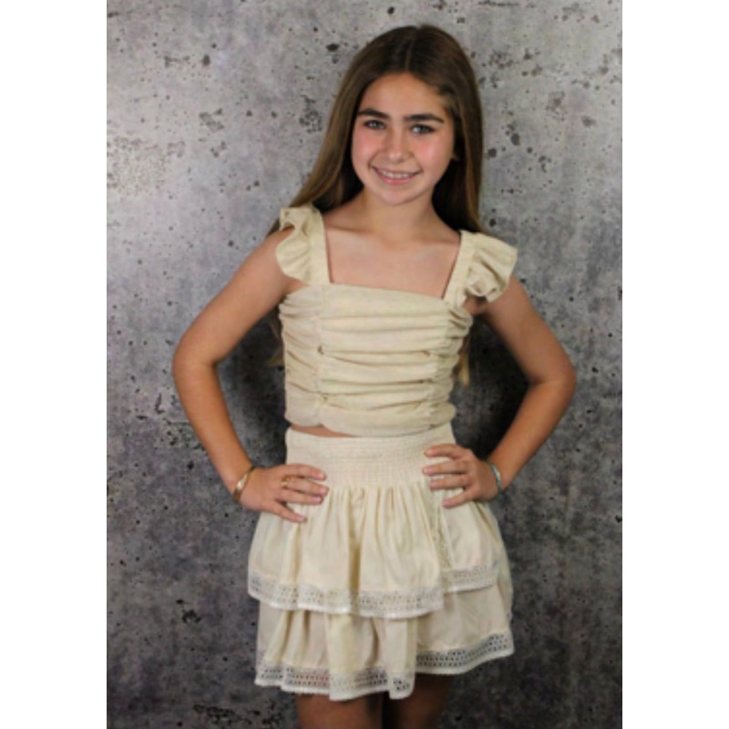 If/So Beige Ruffle Lace Skirt