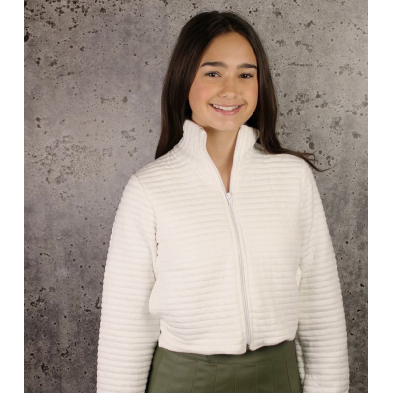 If/So White Textured Zip-Front Jacket