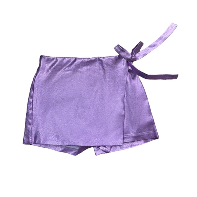 Little Olin Metallic Lavender Tie Mini Skort