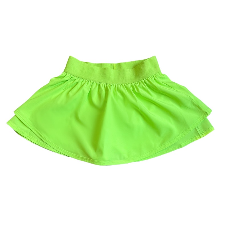 Little Olin Neon Green Gathered Mini Skort