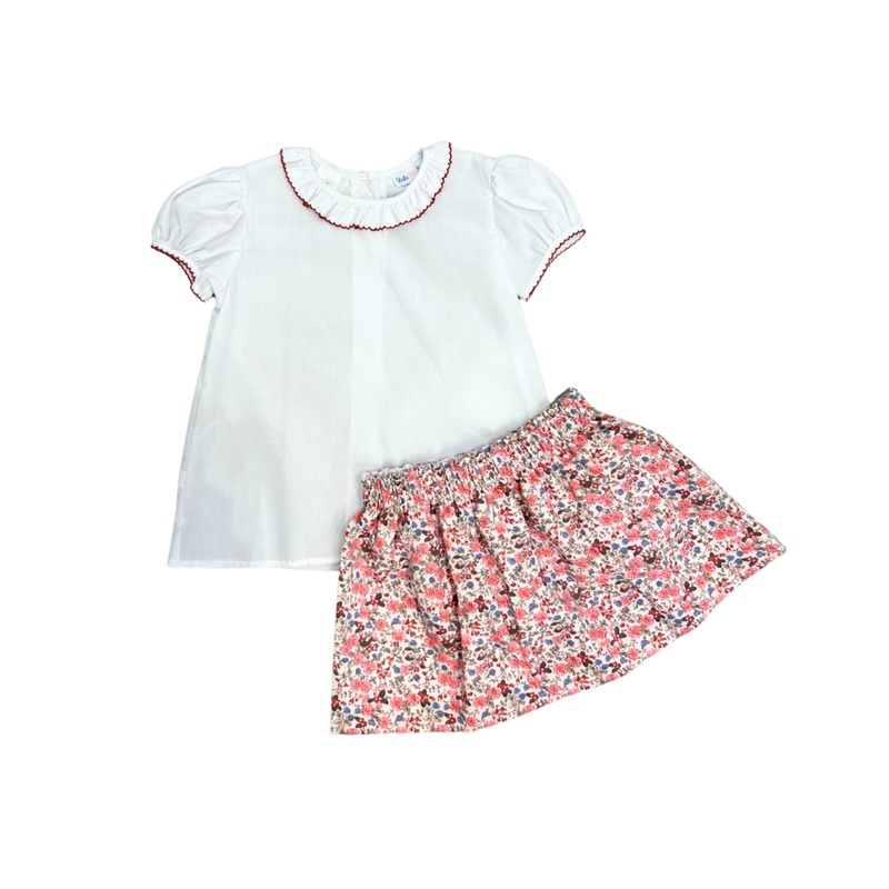 Lulu Bebe Olivia Floral Skirt Set with White Blouse