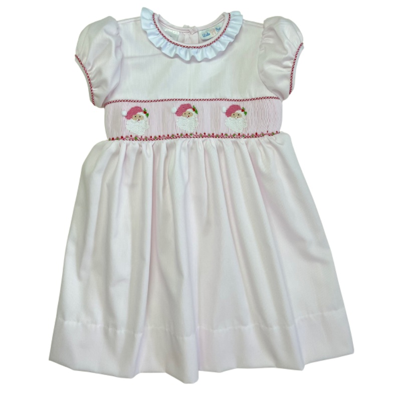 Lulu Bebe Pink Pique Santa Rose Smocked Waist Dress
