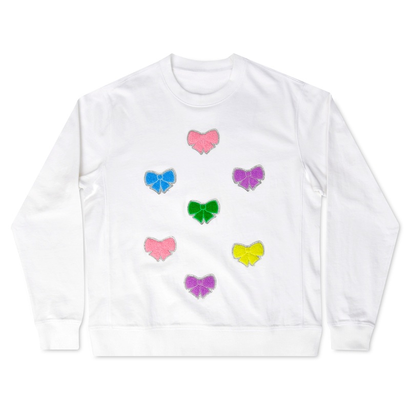 iScream White Beautiful Bows Multi Chenille Sweatshirt