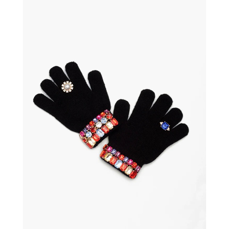 Super Smalls Black Ice Skating Jeweled Gloves