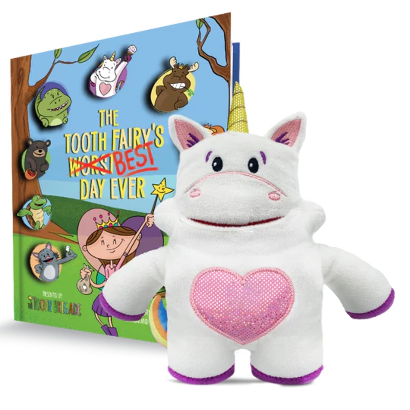 The Tooth Brigade Sprinkles the Unicorn Tooth Pillow and Book Gift Set