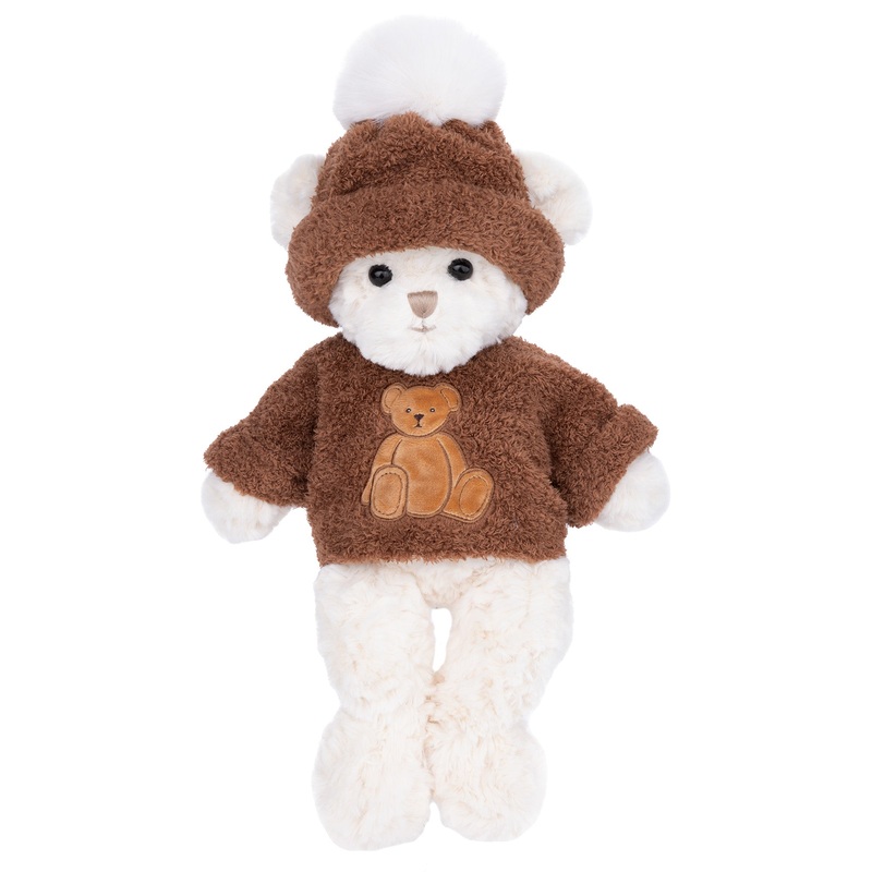 Bukowski Bears River White Plush Bear with Sweater and Beanie