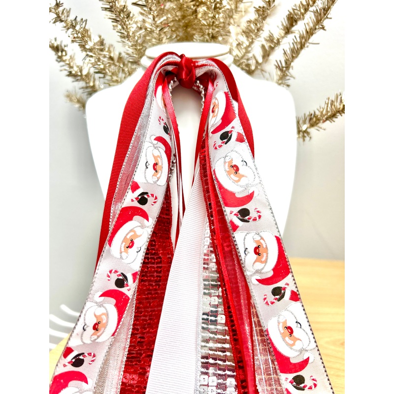 Christmas Santa Ribbon Strip Pony Tail Streamer