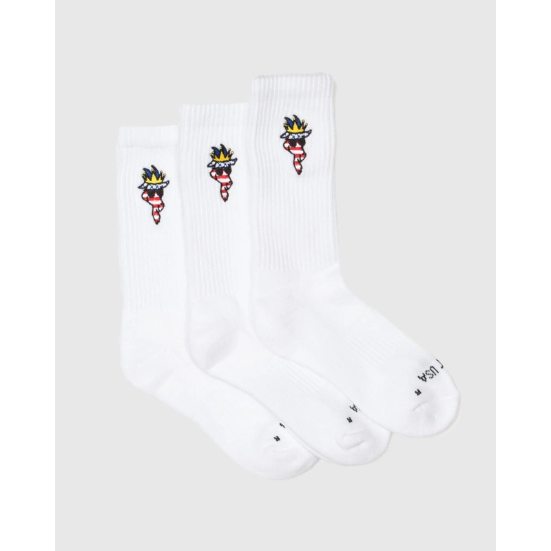 GOAT USA White 3Pk Freedom Socks