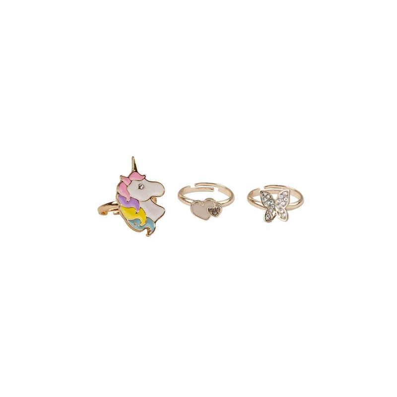 Great Pretenders Boutique Chic 3Pc Butterfly & Unicorn Ring Set