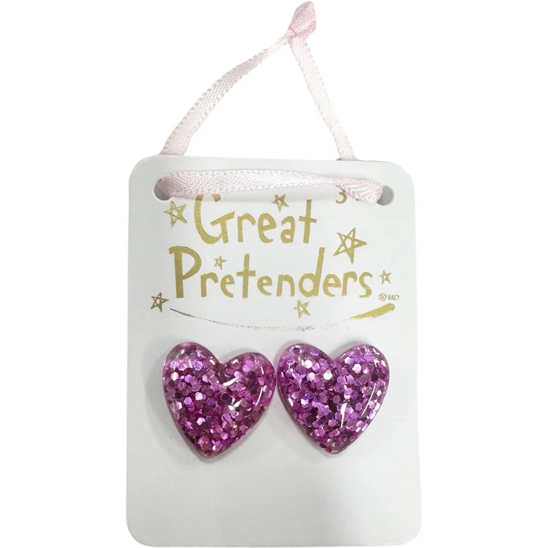 Great Pretenders Boutique Chic Glitter Hearts Clip On Earrings