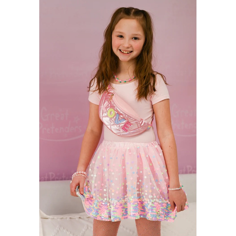 Great Pretenders Pink Neon Party Fun Sequin Tutu Skirt - Size 4/6