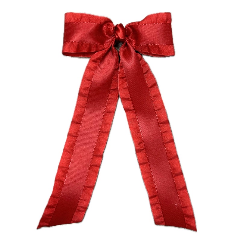 Ruffle Edge Satin Long Tail Bow