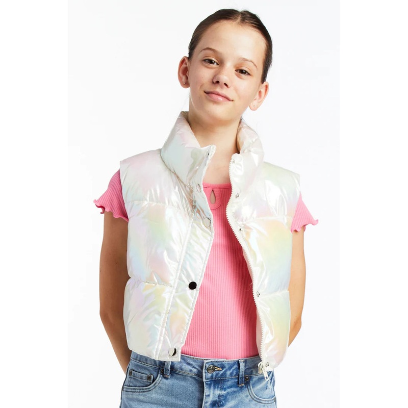 Tractr Iridescent Opal Puffer Vest