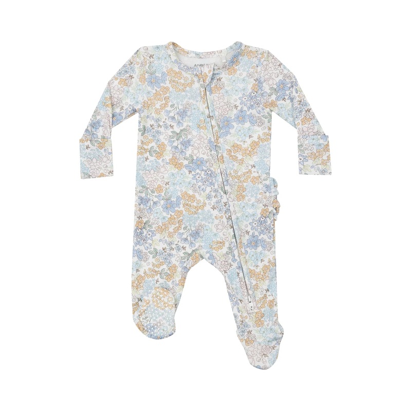 Angel Dear 2 Way Zipper Footie -  Edith's Floral w Ruffle Back
