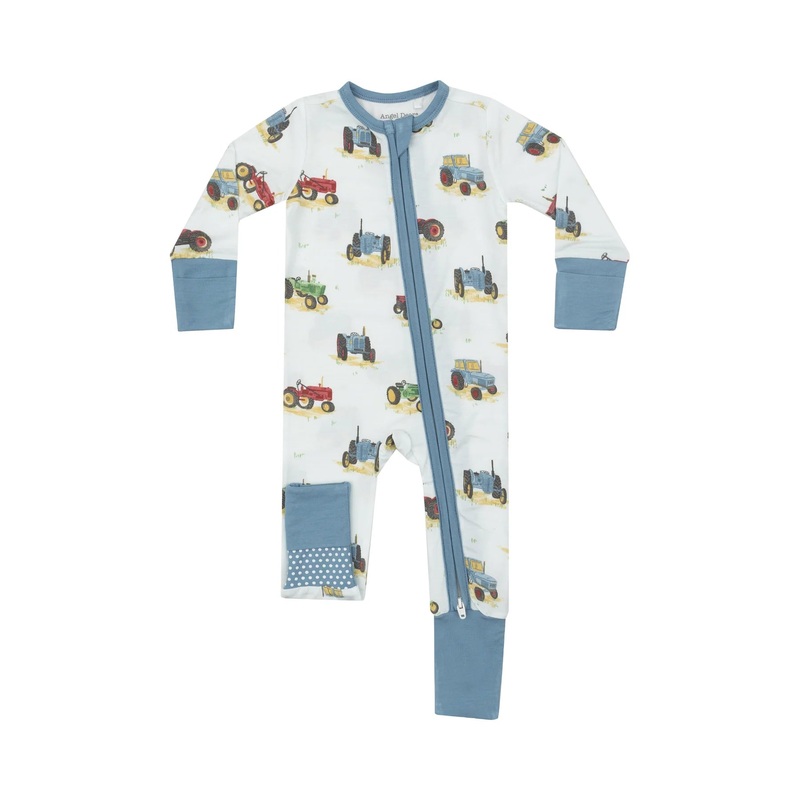 Angel Dear 2 Way Zipper Romper -  Vintage Tractors