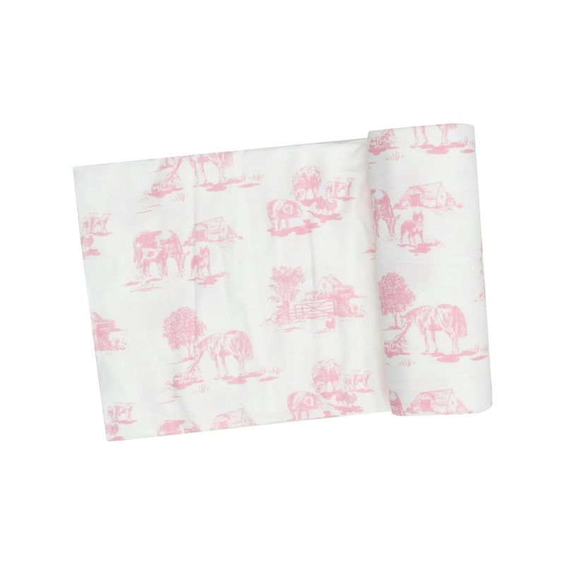 Angel Dear Farm Toile Swaddle Blanket - Pink