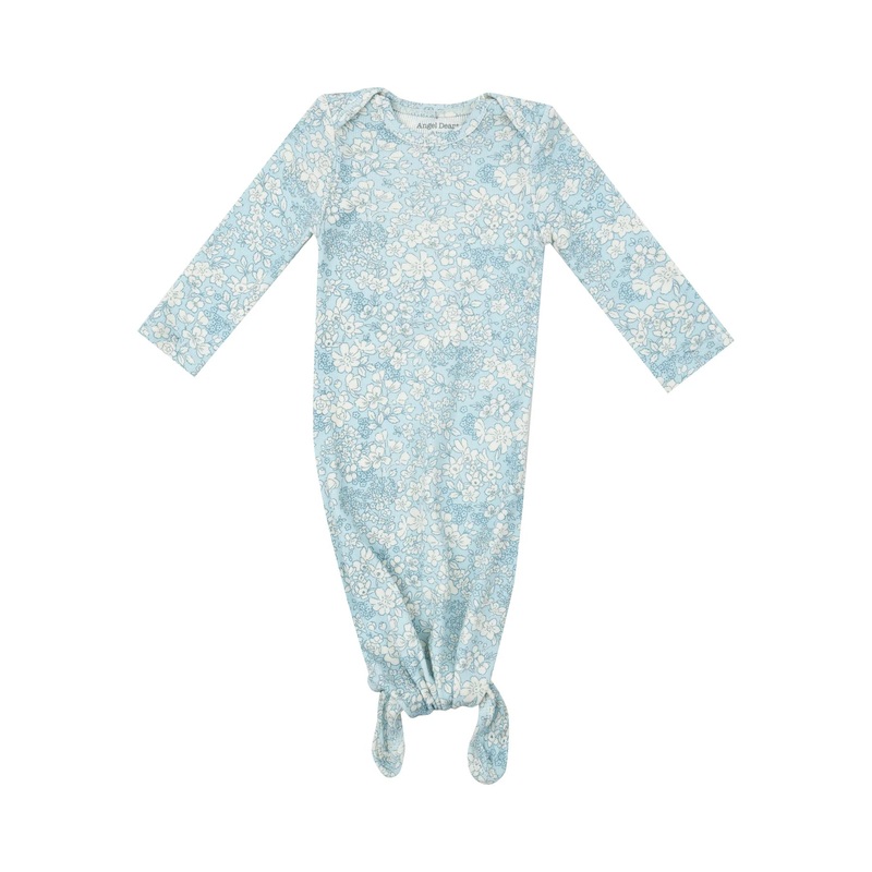 Angel Dear Ribbed Blue Meadow Floral Knotted Gown