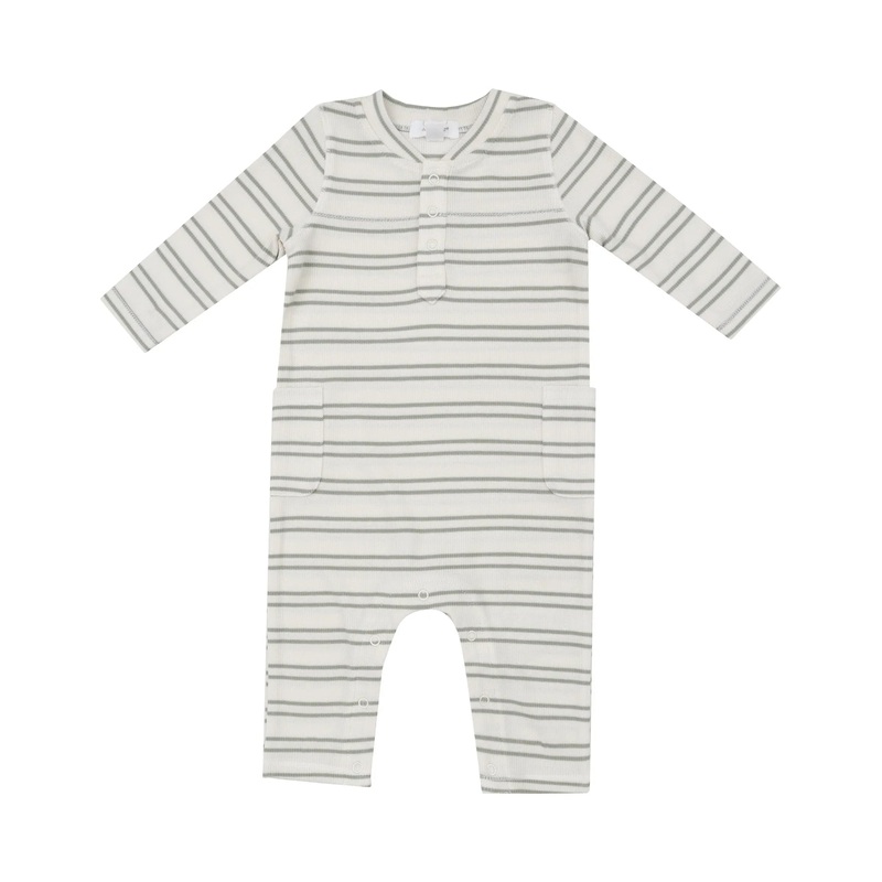 Angel Dear Ribbed Uni Romper - Stripe Desert Sage