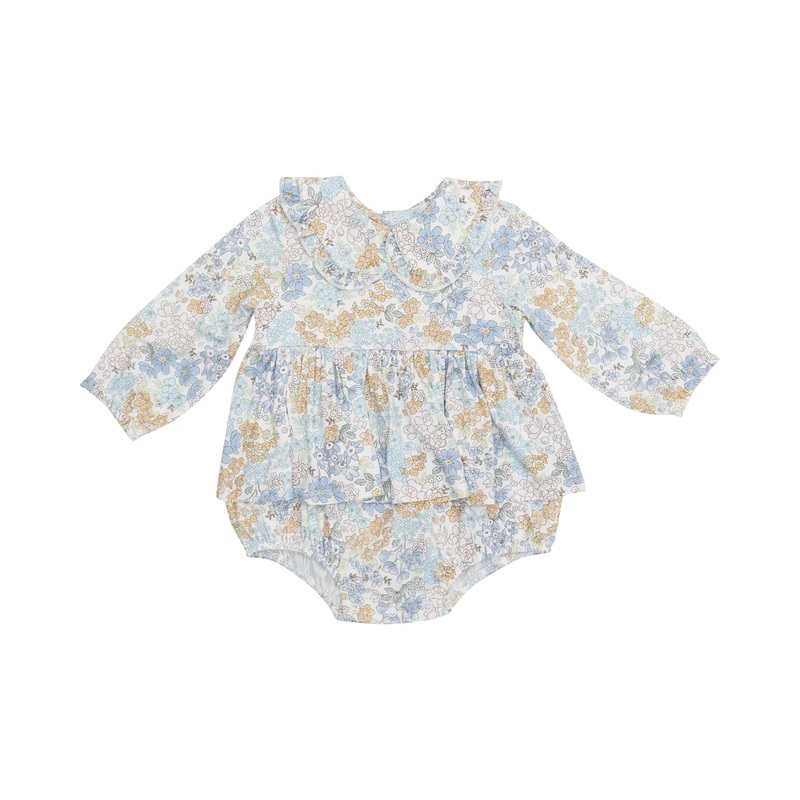 Angel Dear Ruffle Peter Pan Collar Bubble - Edith's Floral w Skirt