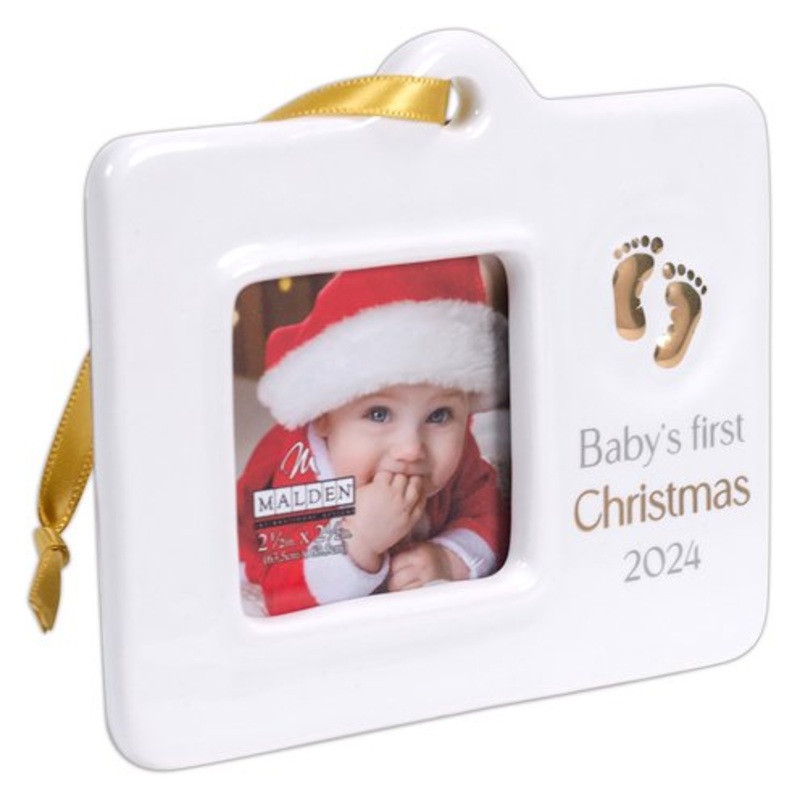Baby's First Christmas 2024 Ceramic Photo Ornament