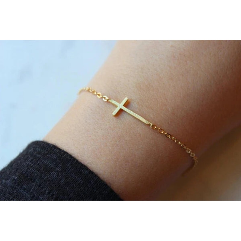 Laalee Sideways Gold Cross Bracelet