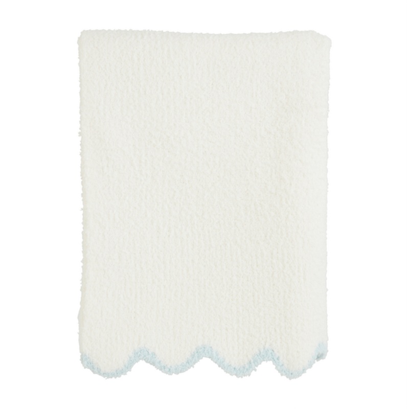 Mud Pie Blue Scallop Chenille Blanket