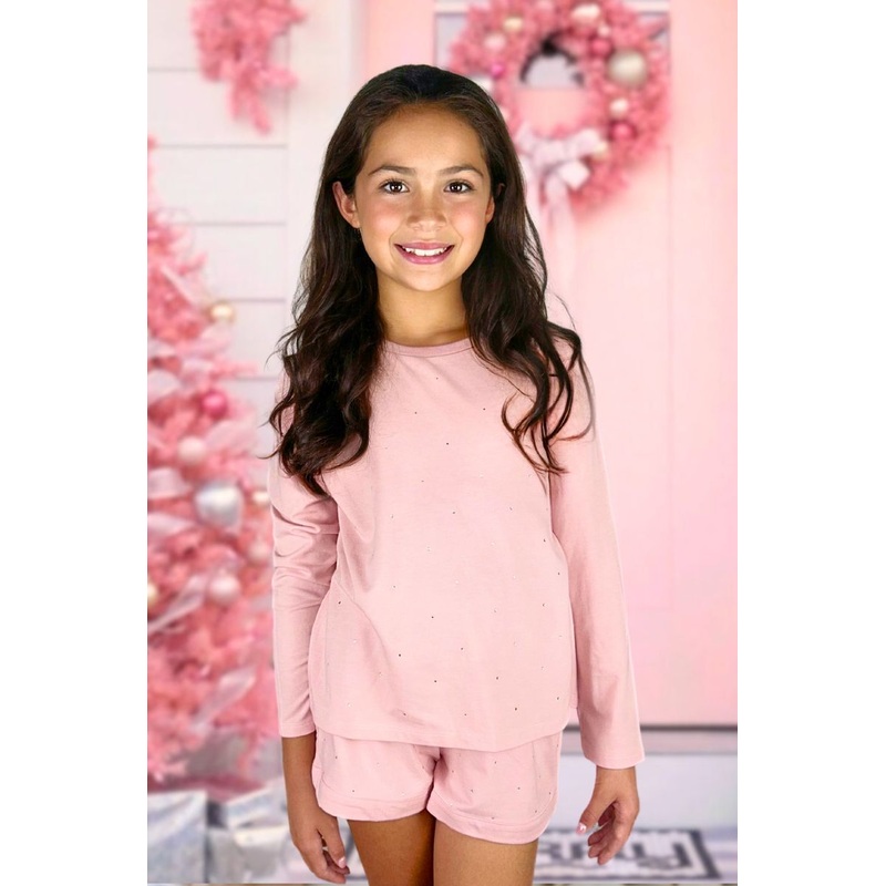 Pink All-Over Rhinestone Lounge Set