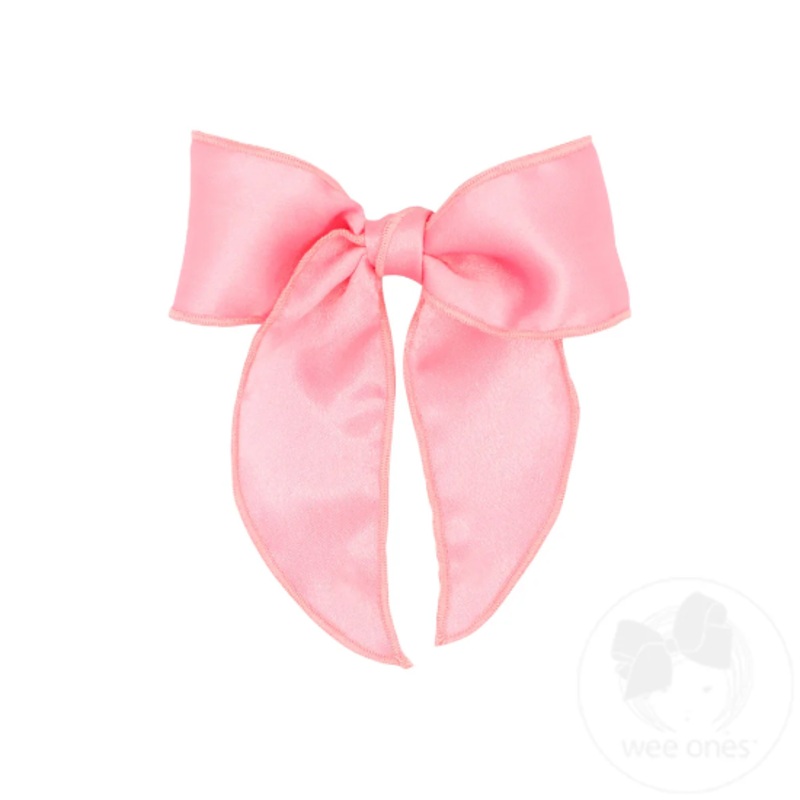 Pink Satin Medium Fabric Bow