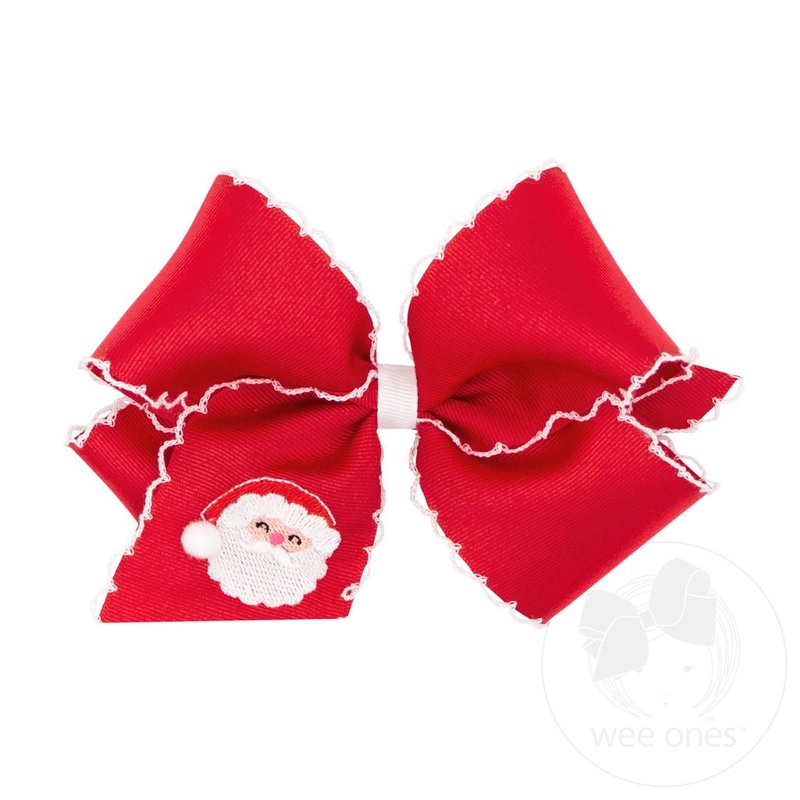 Red Christmas Embroidered Santa King Bow