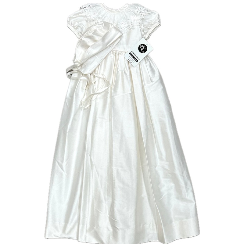 Susanne Lively Ivory Silk Baptism Gown with Bonnet - 0/6M