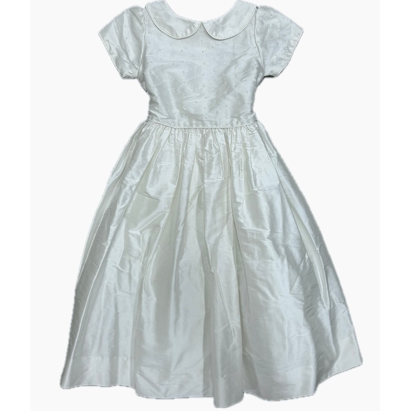 Susanne Lively Pearl Silk Dress with French Knot Detail - Size 6