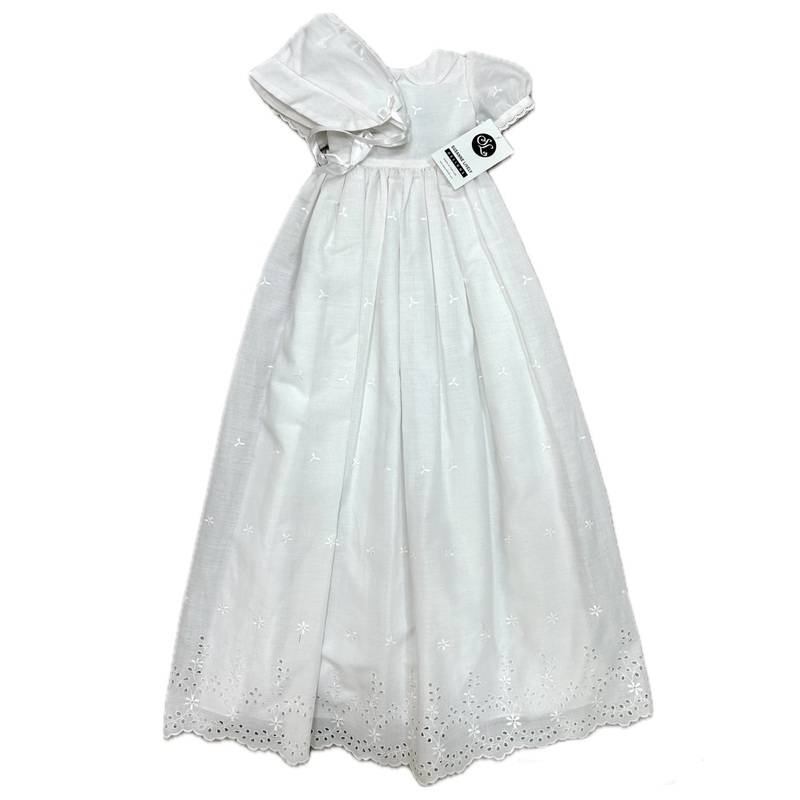 Susanne Lively White Embroidered Baptism Gown with Bonnet - 0/6M
