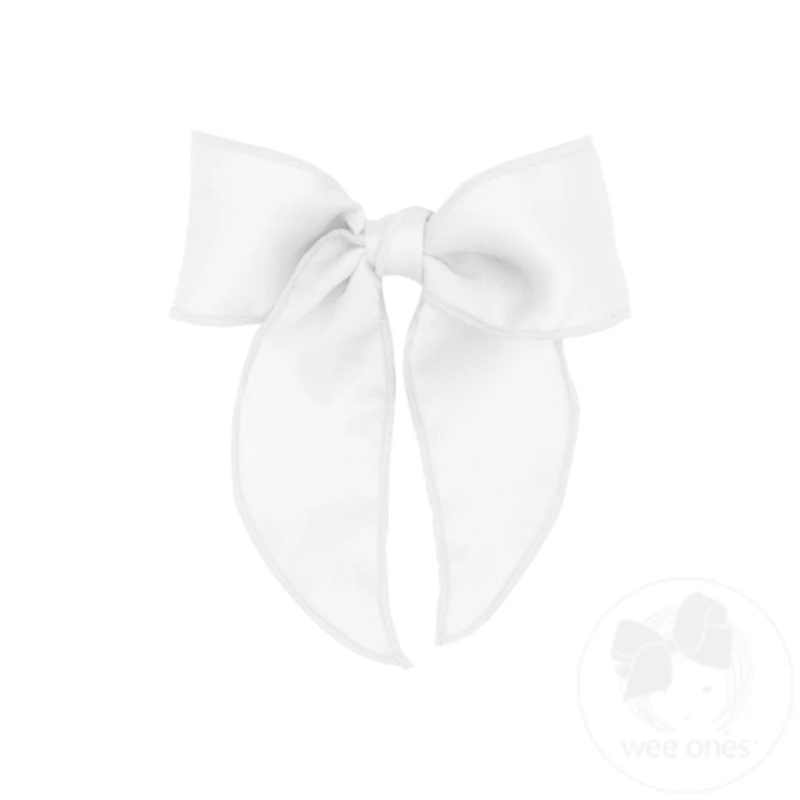 Wee Ones Satin Bow With Tail - White