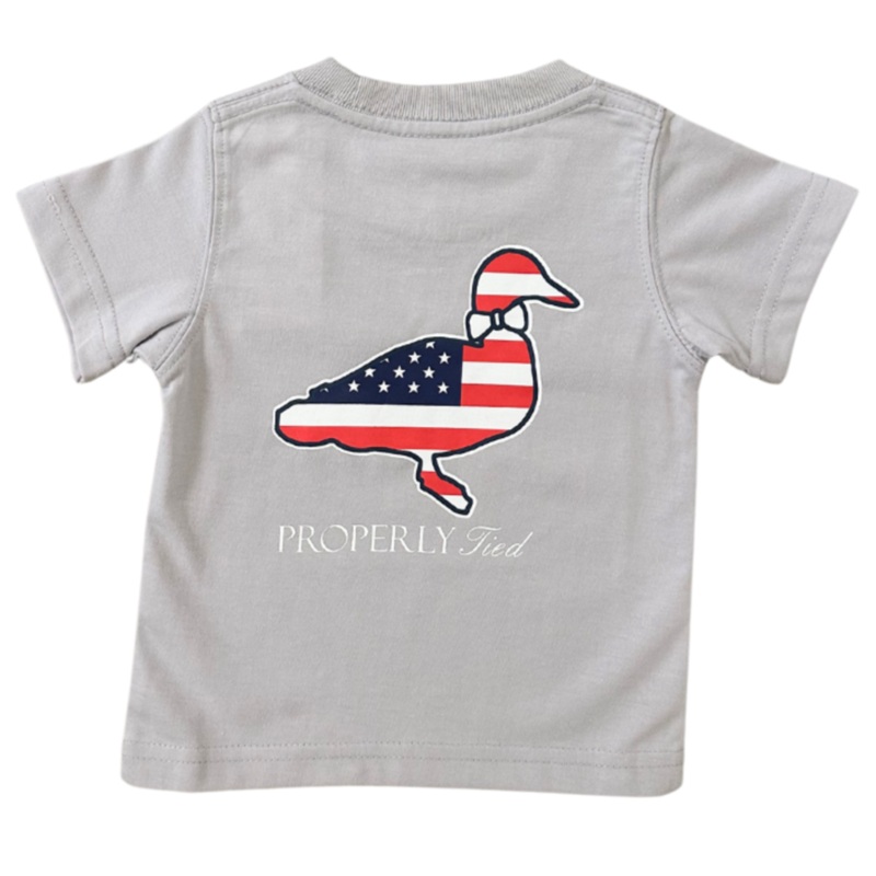 Properly Tied Americana Logo S/S Tee - Ice Grey