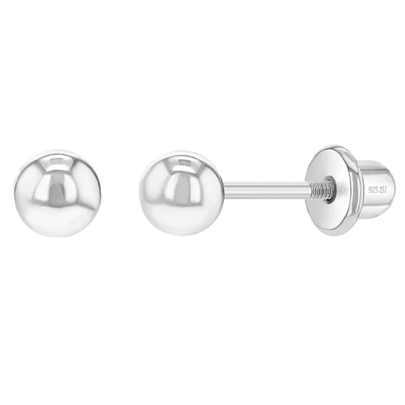 SS Classic Polished 3mm Ball Stud Screw Back Earrings