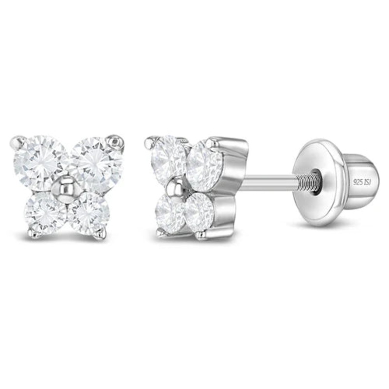 SS Teenie Tiny Butterfly Screw Back Earrings