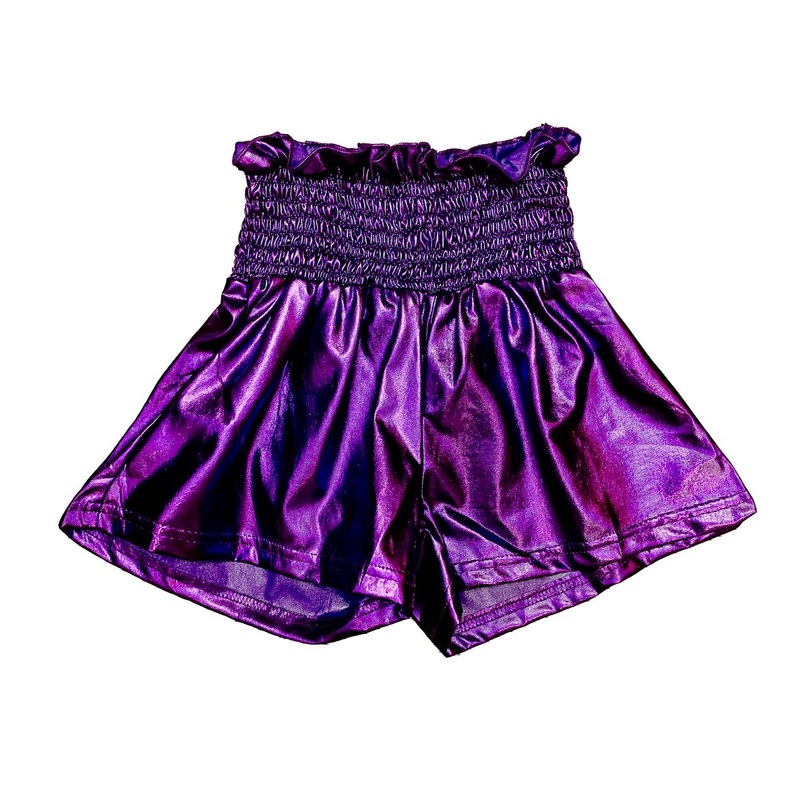 Belle Cher Purple Metallic Swing Shorts