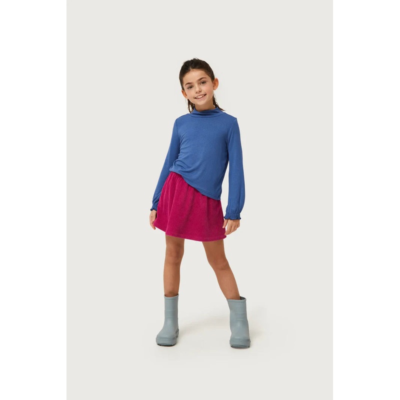 Girls Blue Knit Turtleneck Top