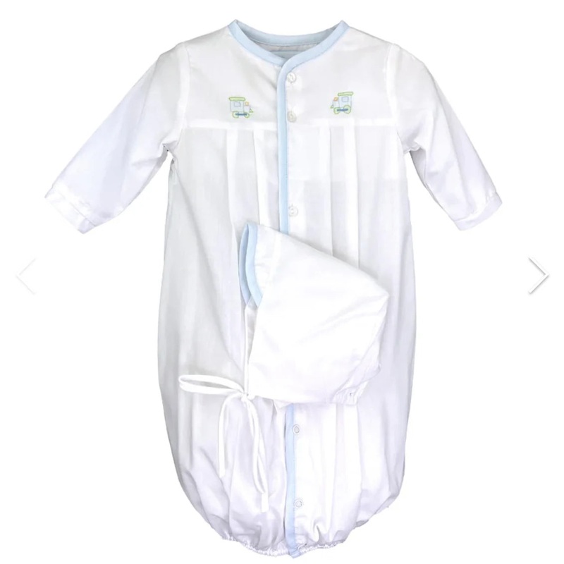 Petit Ami- White Train Bag w/ Bonnet NB