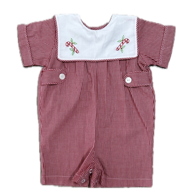 Red Candy Cane Gingham Romper